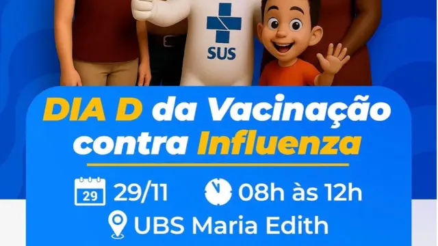 Saúde de Monte do Carmo promove Campanha de Vacinação contra a Influenza e Dia D em 29 de novembro